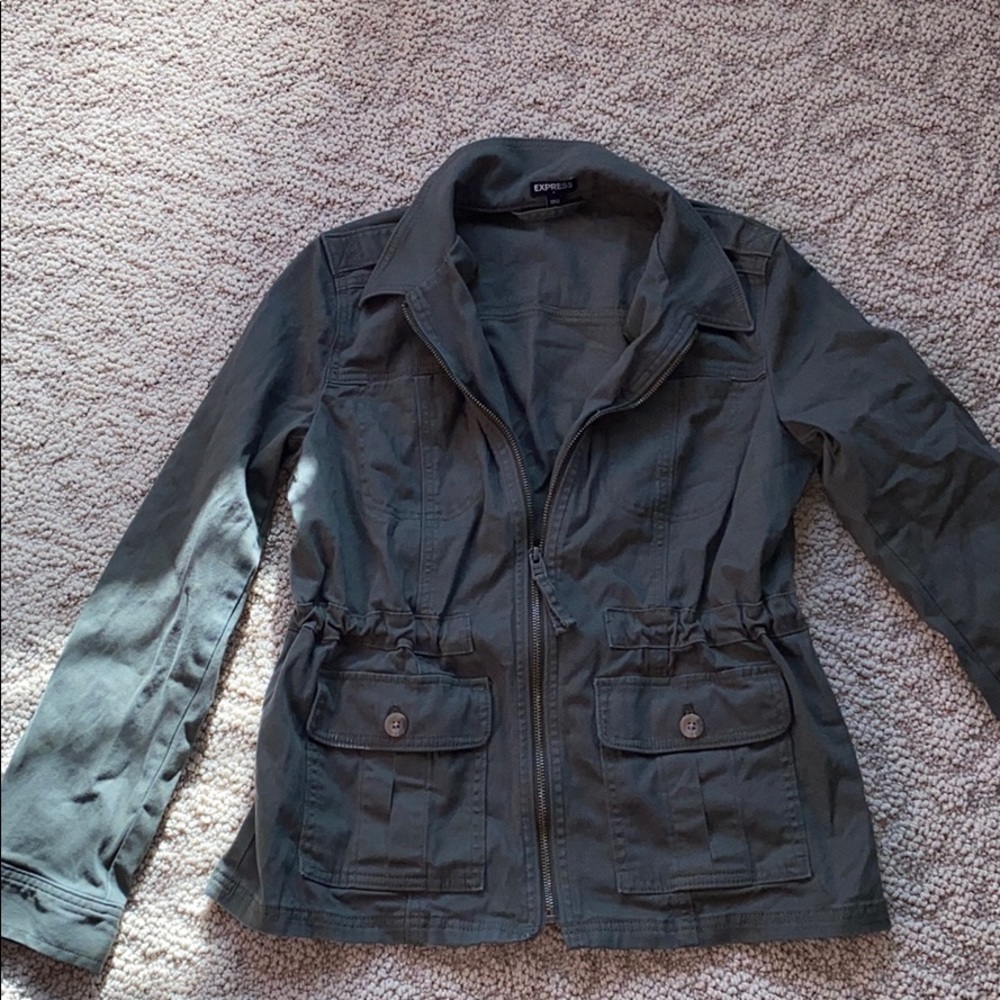 Express army green zip up jacket